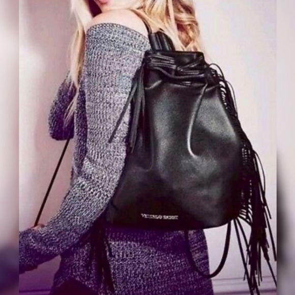 Victoria's Secret Handbags - Victoria's Secret Faux Leather Fringe Back…